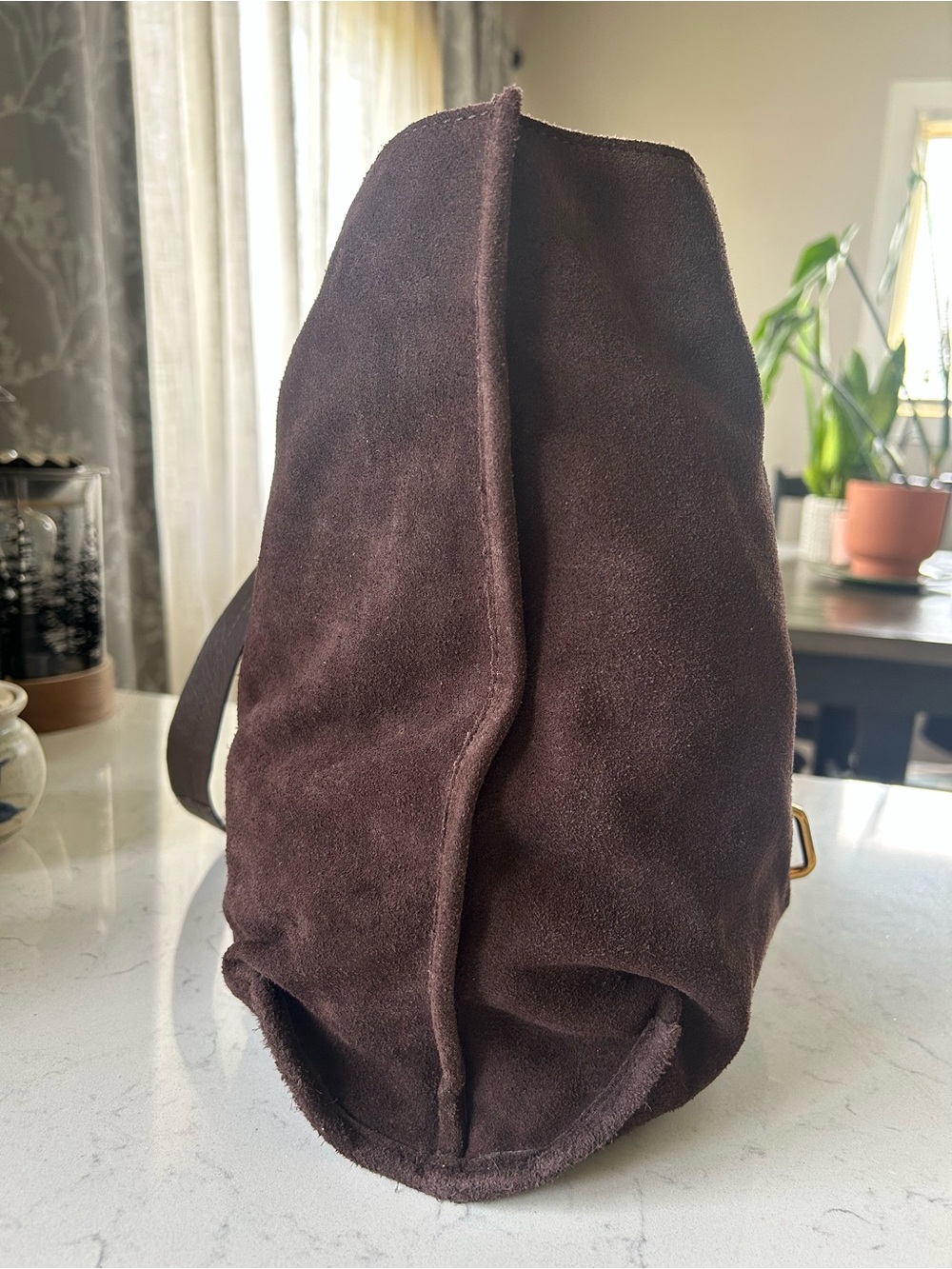Haute Hippie Suede Leather Tote Shoulder Bag & Wallet in Dark Chocolate Brown - Picture 7 of 16